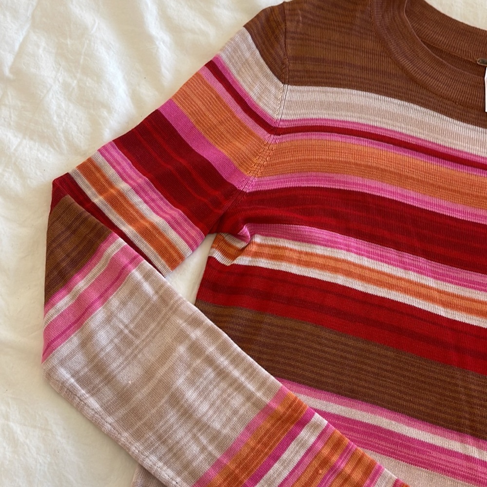 Free People Striped Scoop Neck Sweater Medium - Picture 3 of 5